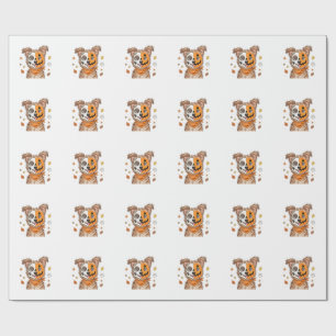 Papel De Regalo Lindo perro de Halloween mitad esqueleto mitad cal