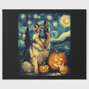 Papel De Regalo Lindo perro pastor alemán Halloween Jack O Lantern