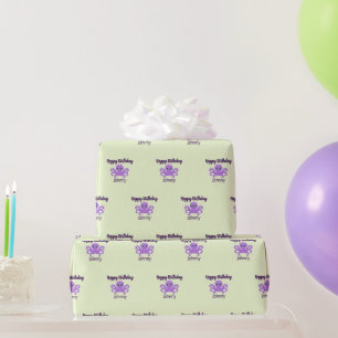 Papel De Regalo Lindo pulpo morado verde