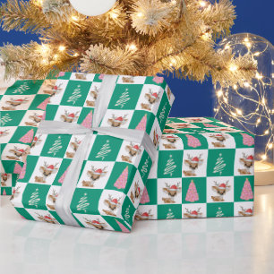 Papel De Regalo Lindo Reno Santa Feliz Navidad fiesta del árbol