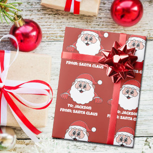 Papel De Regalo Lindo Rojo Personalizado De Santa Claus