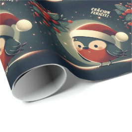 Papel De Regalo Lindo Santa Petirrojos Bandera Rumana