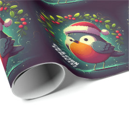 Papel De Regalo Lindo Santa Petirrojos Bandera Rumana