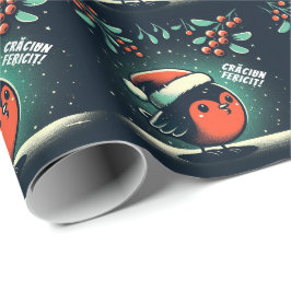 Papel De Regalo Lindo Santa Petirrojos Bandera Rumana