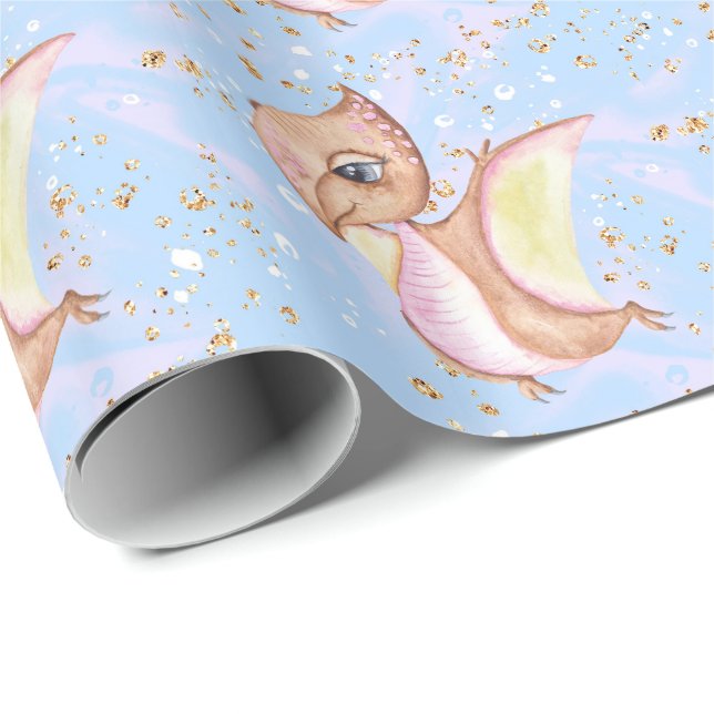 Papel De Regalo *~* Lindo y caprichoso patrón de dinosaurios de dr (Esquina del rollo)