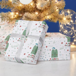 Papel De Regalo Lindo y caprichoso patrón de Navidades rojos y ver