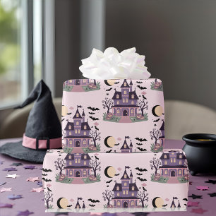 Papel De Regalo Lindo y espeluznante patrón mansión rosa