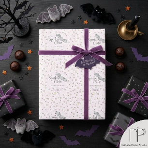 Papel De Regalo Lindo y espeluznante Pink Batty, estrellas y lunas