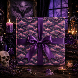Papel De Regalo Lindos Murciélagos Góticos Acuarela Rosa