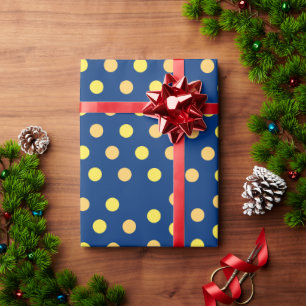Papel De Regalo Lindos puntos azules, amarillos y naranjas pastel