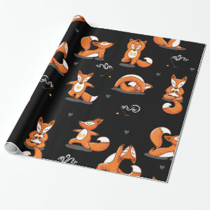 Papel De Regalo lindos zorros de yoga divertidos negros