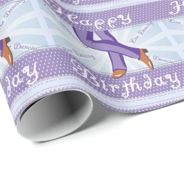 Papel De Regalo Line Dance Cowboy Boots Happy Birday (Esquina del rollo)