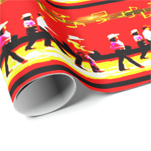 Papel De Regalo Line Dancing Western Group Red Black Yellow