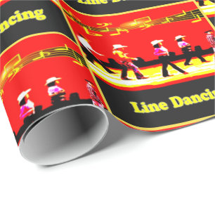 Papel De Regalo Line Dancing Western Group Red Black Yellow