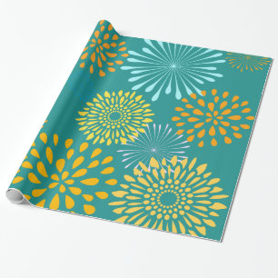 Papel De Regalo Línea anaranjada verde azulada bonita modelo de l