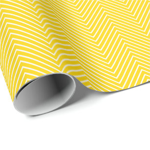 Papel De Regalo Línea blanca Chevron en amarillo dorado