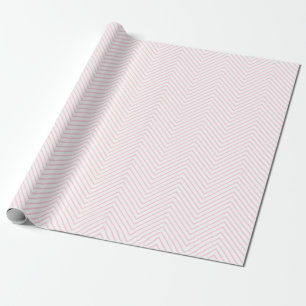 Papel De Regalo Línea Chevron rosa claro en blanco XL
