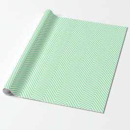 Papel De Regalo Línea de Chevron Verde claro en blanco |XL|