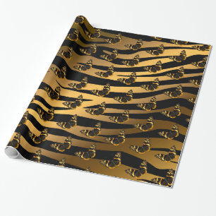 Papel De Regalo Línea de moda de mariposa del tigre de lujo