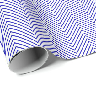 Papel De Regalo Línea real Chevron Blue en blanco