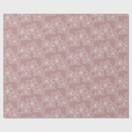 Papel De Regalo Linear Orchid | Elegant Floral Dusty Pink