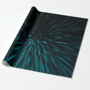 Papel De Regalo Líneas abstractas de hipergalaxia negra azul de Gu