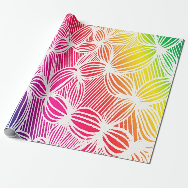 Papel De Regalo Líneas curvas de arcoíris (Desenrollado)