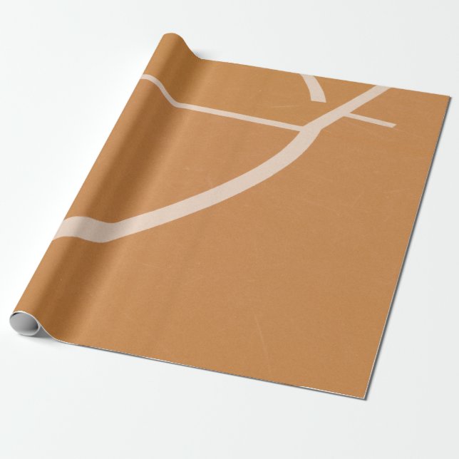 Papel De Regalo Líneas de cancha de baloncesto blanco y naranja (Desenrollado)