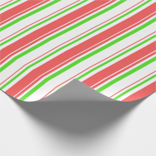 Papel De Regalo Líneas de color rojo, blanco y verde al estilo de
