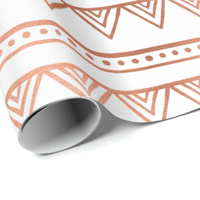 Papel De Regalo Líneas de franjas tribales blancas de Rubor de col (Esquina del rollo)