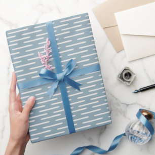 Papel De Regalo Líneas de marfil sobre azul grisáceo claro
