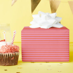 Papel De Regalo Líneas de rayas naranjas rosadas Patrón de Navidad