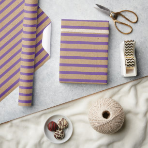 Papel De Regalo Líneas de Violeta Lavanda Púrpura Kraft Rústico Fa