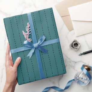 Papel De Regalo Líneas discontinuas sobre azul turquesa