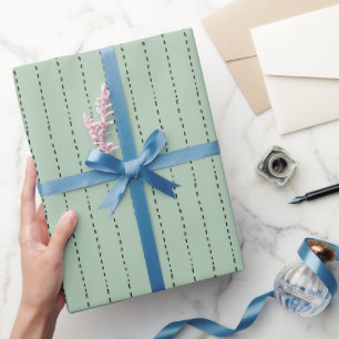 Papel De Regalo Líneas discontinuas sobre verde salvia claro