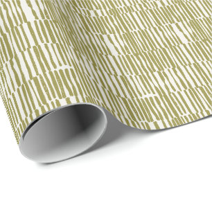 Papel De Regalo Líneas geométricas abstractas verde oliva único co