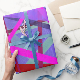 Papel De Regalo Líneas geométricas rosadas y púrpura