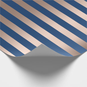 Papel De Regalo Líneas grandes bronce azul de las rayas del beige