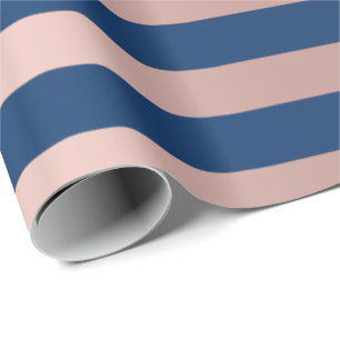 Papel De Regalo Líneas grandes oro subió rosa azul de las rayas 