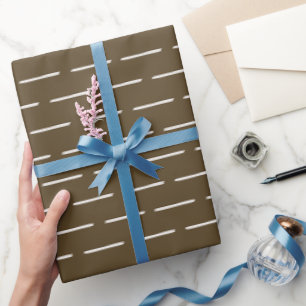 Papel De Regalo Líneas minimalistas sobre marrón oscuro