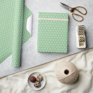 Papel De Regalo Líneas onduladas punteadas de verde oscuro sobre v