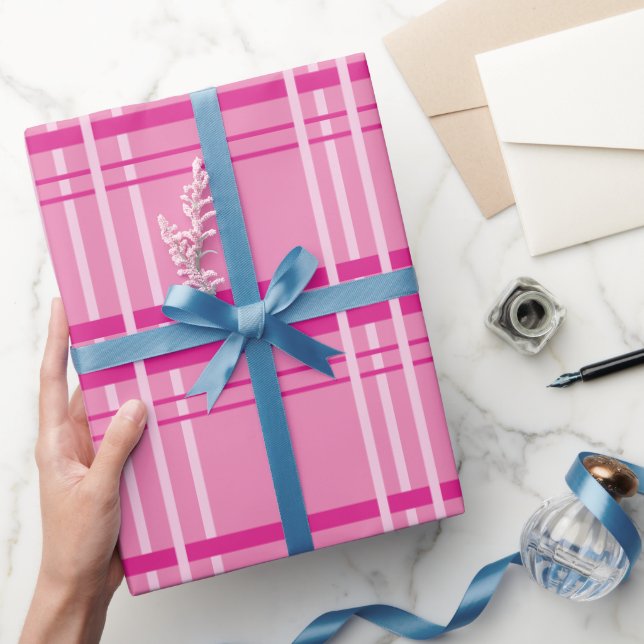 Papel De Regalo Líneas rosadas Pastel Simple Limpiar (Regalar)