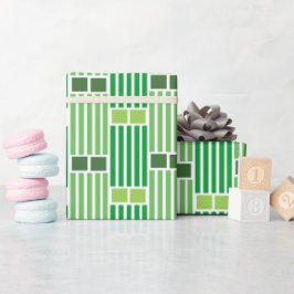Papel De Regalo Líneas verdes y cajas