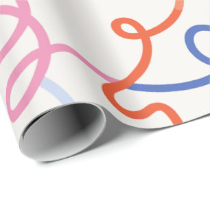 Papel De Regalo Líneas y trazos minimalistas coloridos