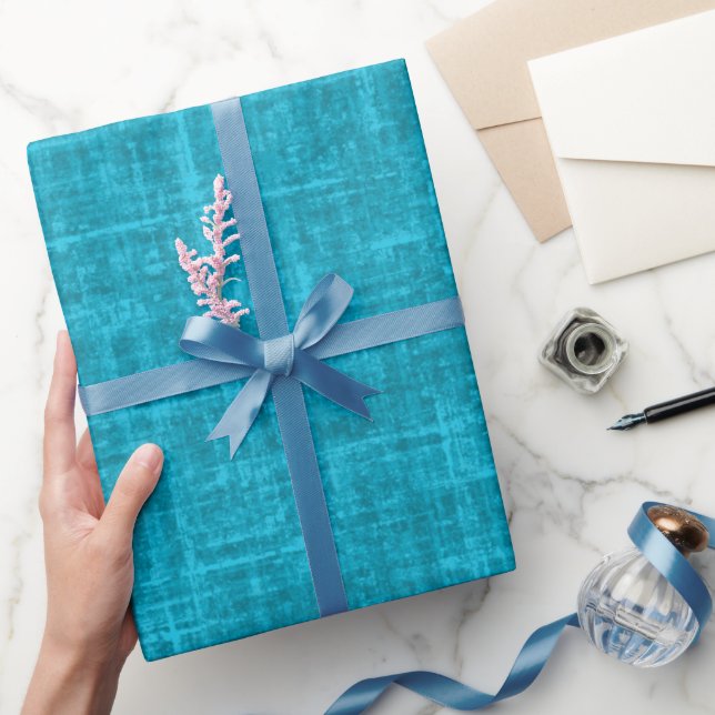 Papel De Regalo Lino Azul Acuático (Regalar)
