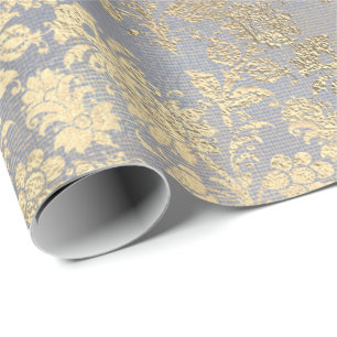 Papel De Regalo Lino de Burregal Azul Floral de Champagne