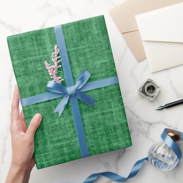 Papel De Regalo Lino Verde de Navidad (Regalar)