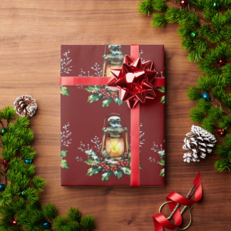 Papel De Regalo Linterna Festiva Arrinconada en Acebo – Resplandor