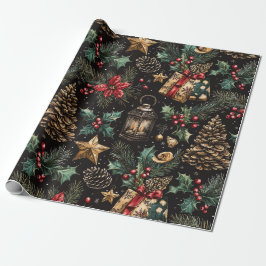Papel De Regalo Linternas de Navidad Vintage