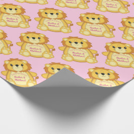 Papel De Regalo Lion Baby Shower Pink